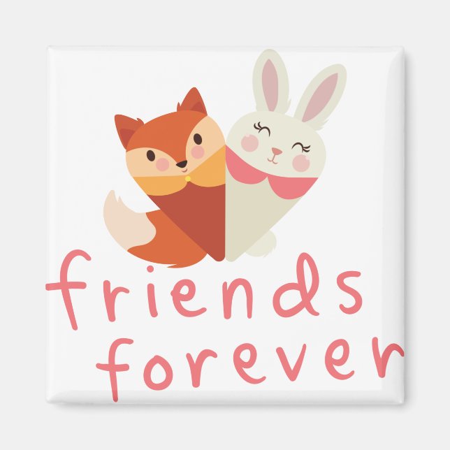 Fox och Rabbit Best Friend Magnet (Framsidan)