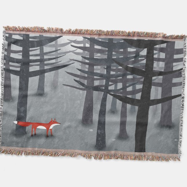Fox och skogen filt (The fox and the forest throw blanket)