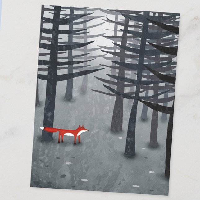 Fox och skogen vykort (The Fox and the Forest art postcard)