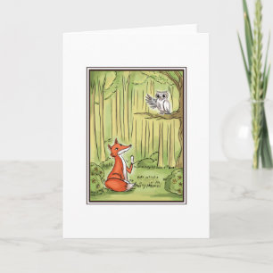 Fox och Uggla i en skog Kort