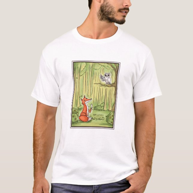 Fox och Uggla i en skog T Shirt (Framsida)