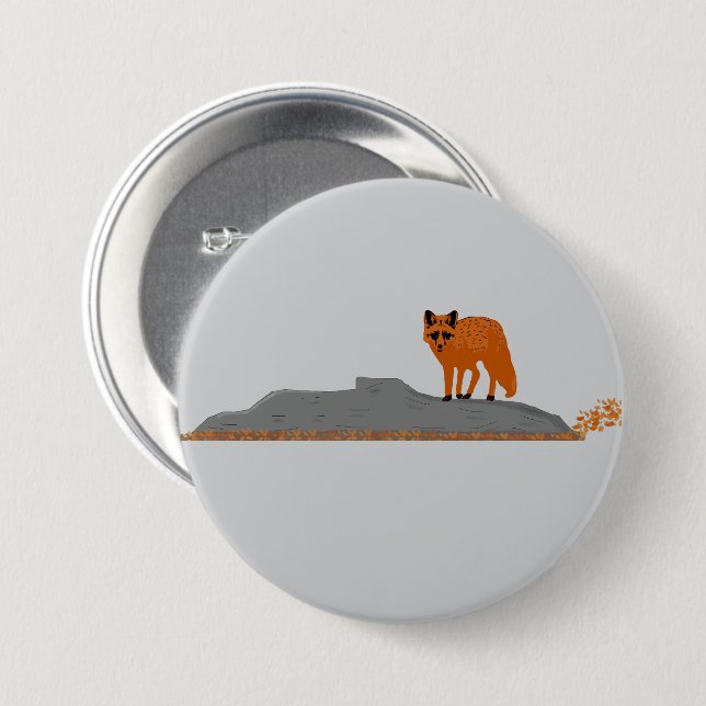 🦊 Fox on the Rock Badge / Pin Button - Accessory  Knapp (Framsida & baksida)