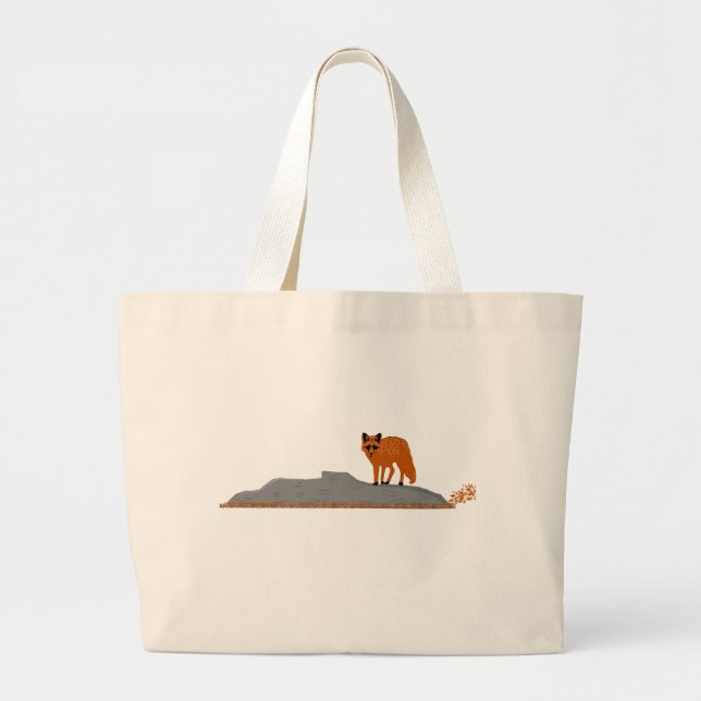 🦊 Fox on the Rock JUMBO Tote Bag Tygkasse (Framsidan)