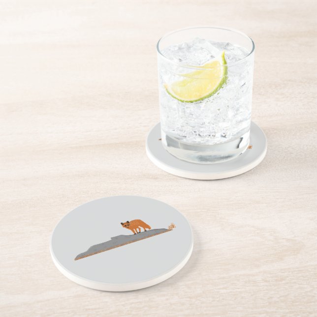 🦊 Fox on the Rock Sandstone Coasters Underlägg (Sidan)