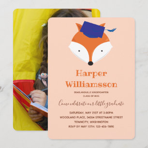 Fox Orange Photo Kindergarten Studenten Inbjudningar