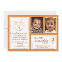 Fox-Orange Vit fotouppbjudning till andra födelsed