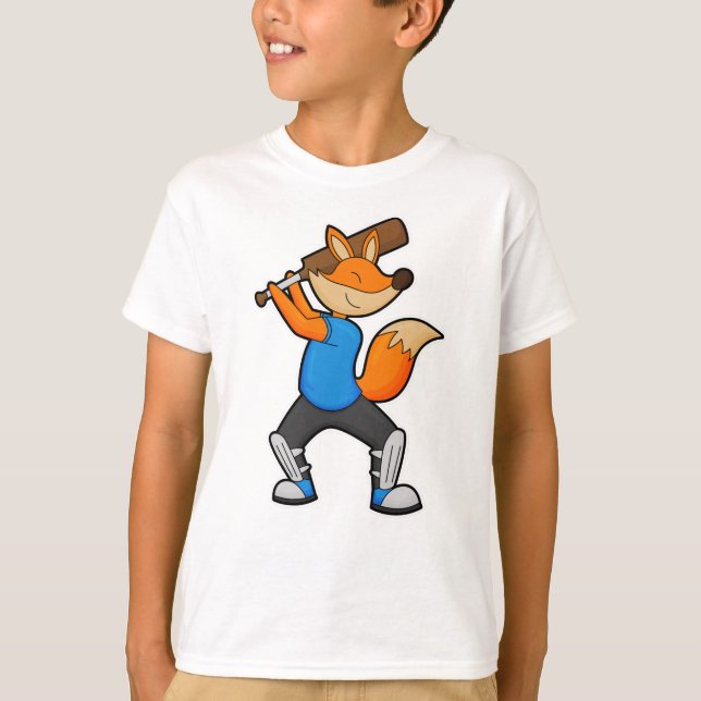 Fox på Cricket med Cricket fladdermus T Shirt (Framsida)