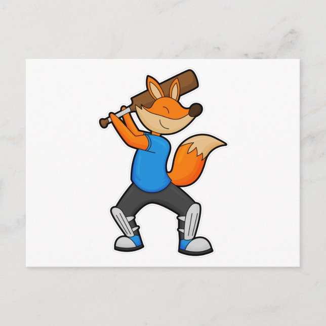 Fox på Cricket med Cricket fladdermus Vykort (Framsida)