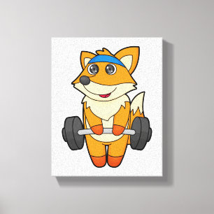 Fox på Fitness med Barbell Canvastryck