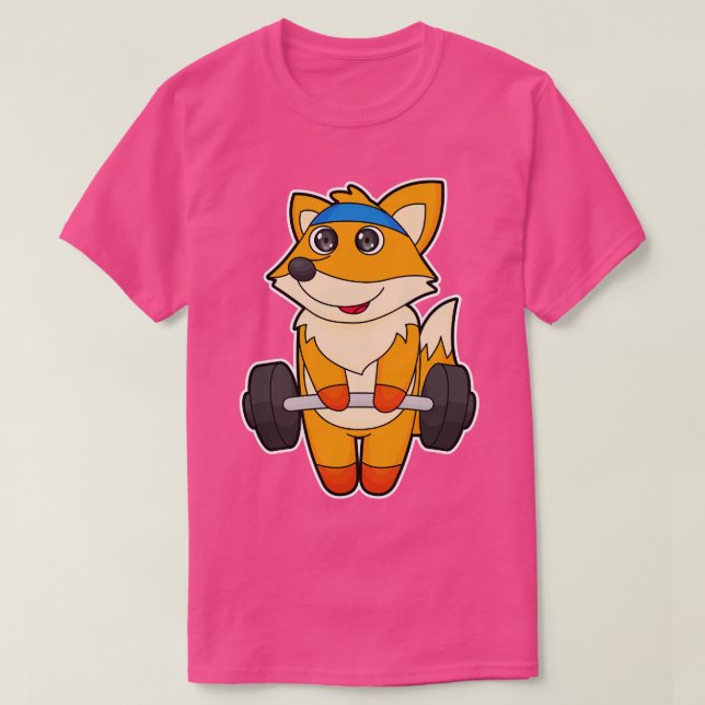 Fox på Fitness med Barbell T Shirt (Design framsida)