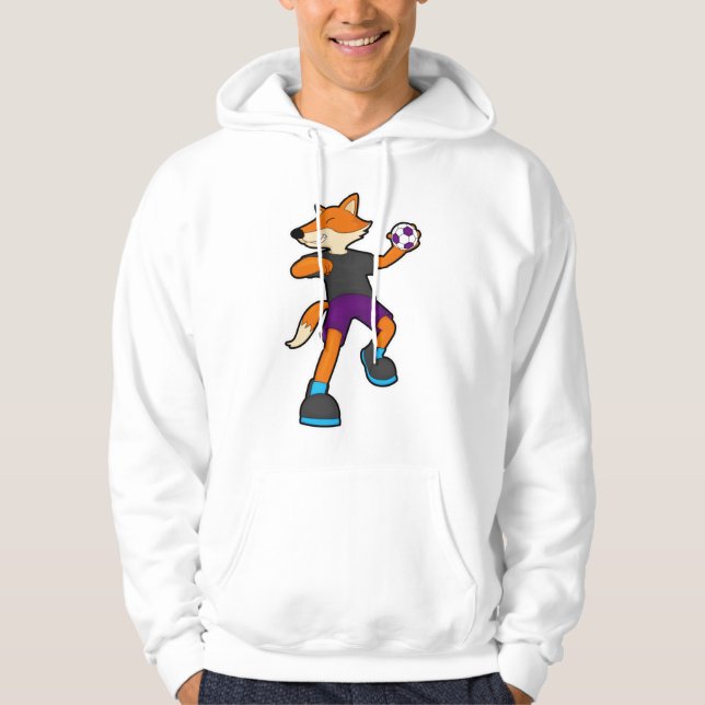 Fox på Handball-spelare med handboll Hoodie (Framsida)