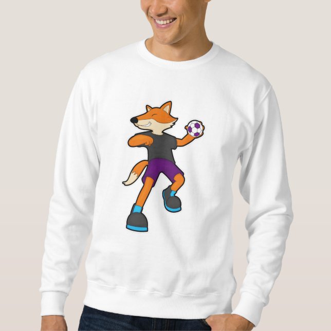 Fox på Handball-spelare med handboll Lång Ärmad Tröja (Framsida)