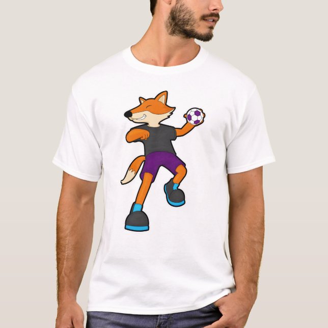 Fox på Handball-spelare med handboll T Shirt (Framsida)