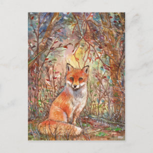 Fox på Hösten Skogen Vykort