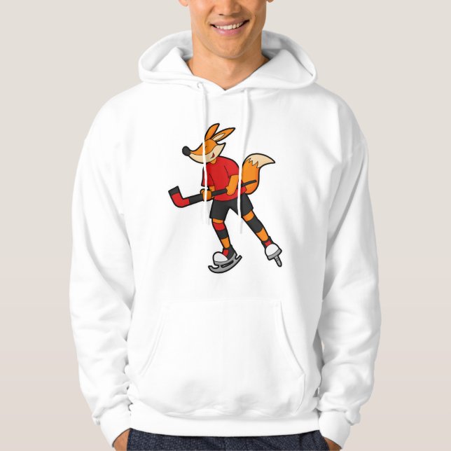 Fox på Ice hockey med ishockeyklubba Hoodie (Framsida)