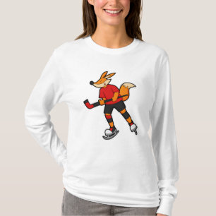 Fox på Ice hockey med ishockeyklubba T Shirt