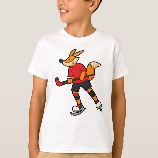 Fox på Ice hockey med ishockeyklubba T Shirt (Framsida)