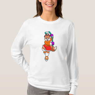Fox på Ice hockey med ishockeyklubba T Shirt