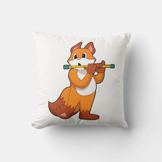 Fox på Music med Flute.PNG Kudde (Framsida)