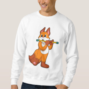 Fox på Music med Flute.PNG Lång Ärmad Tröja