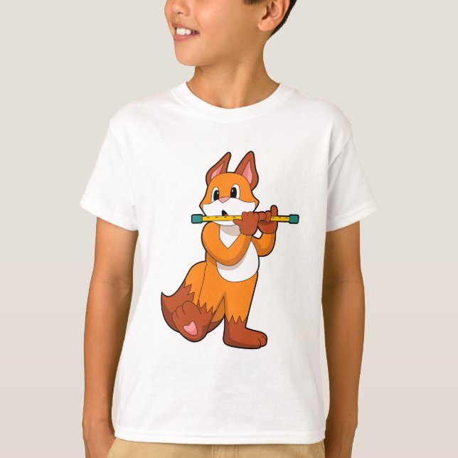 Fox på Music med Flute.PNG T Shirt (Framsida)