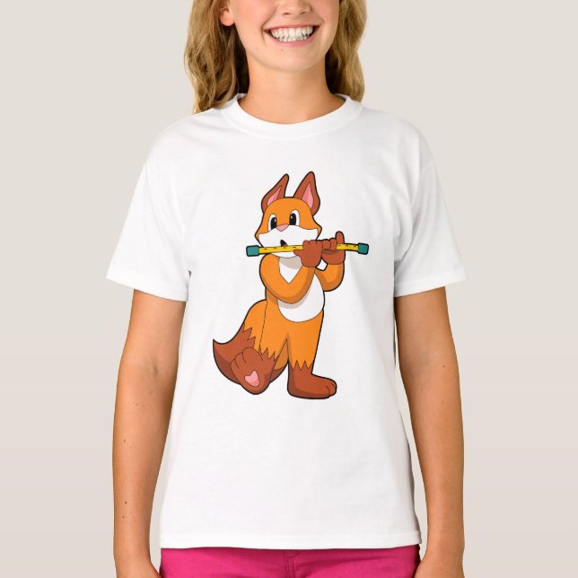 Fox på Music med Flute.PNG T Shirt (Framsida)