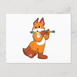 Fox på Music med Flute.PNG Vykort