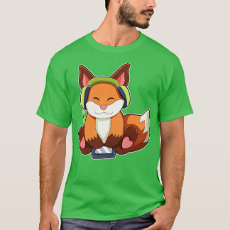 Fox på Music med hörlurar 2 T Shirt