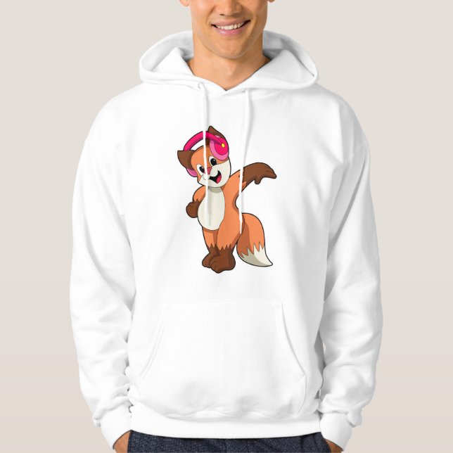 Fox på Music med hörlurar Hoodie (Framsida)