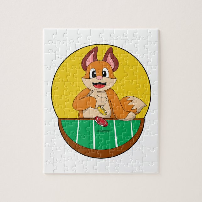 Fox på Poker med Poker chip Pussel (Vertikal)