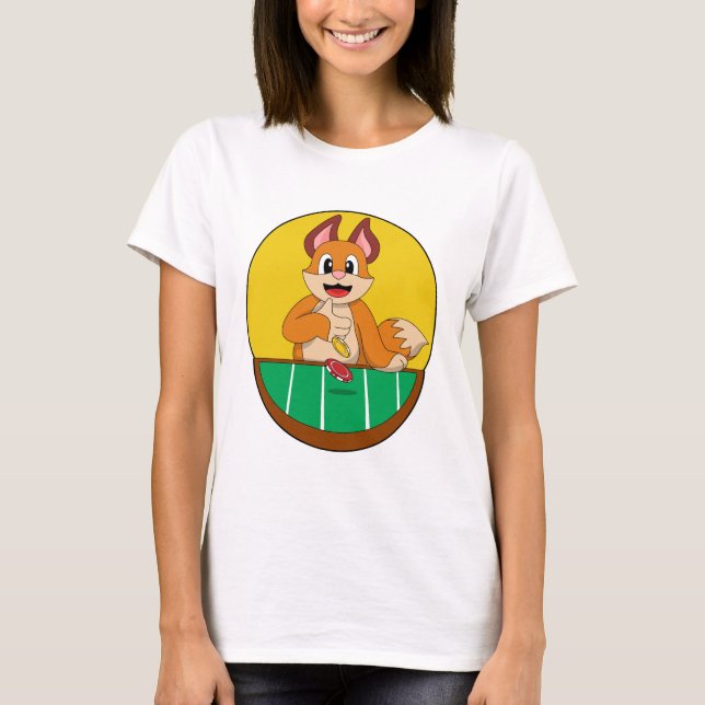 Fox på Poker med Poker chip T Shirt (Framsida)