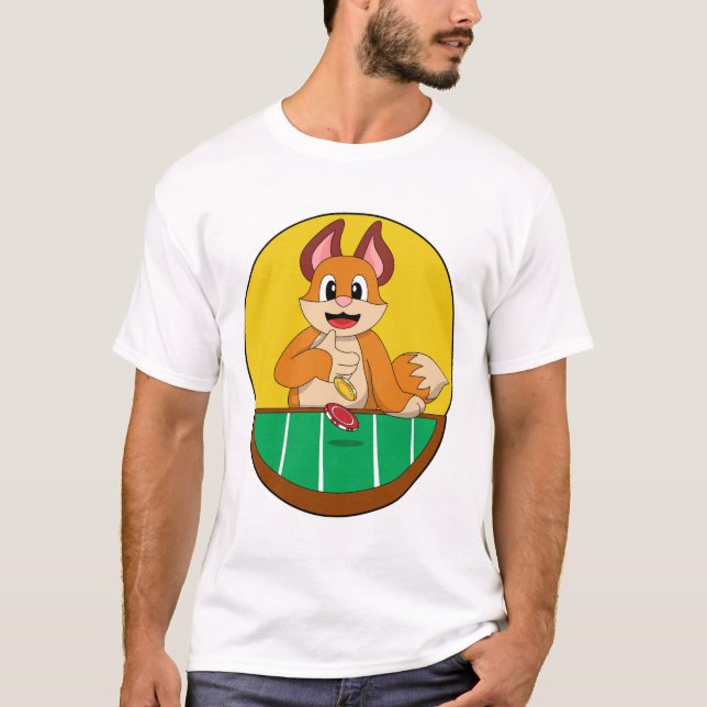 Fox på Poker med Poker chip T Shirt (Framsida)