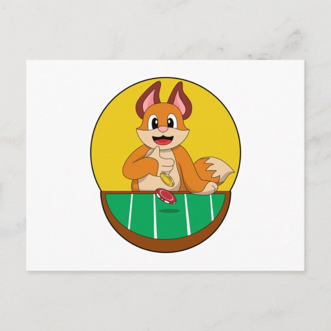 Fox på Poker med Poker chip Vykort (Framsida)