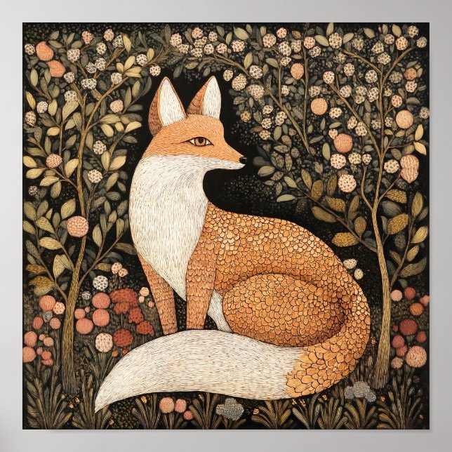 Fox Paeing Art Print Woodland Wall Art Poster (Framsidan)