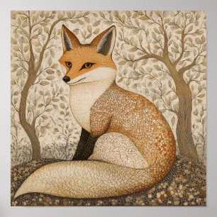 Fox Paeing Art Print Woodland Wall Art Poster