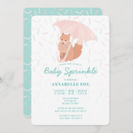 Fox Paraplla Mint Baby Sprinkle Shower-inbjudan Inbjudningar