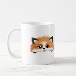 Fox Peeking Cute Adsible Funy Animal Tecknad Art Kaffemugg