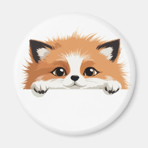 Fox Peeking Cute Adsible Funy Animal Tecknad Art Magnet