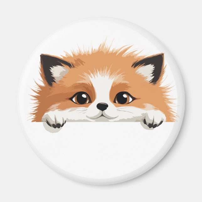 Fox Peeking Cute Adsible Funy Animal Tecknad Art Magnet (Framsidan)