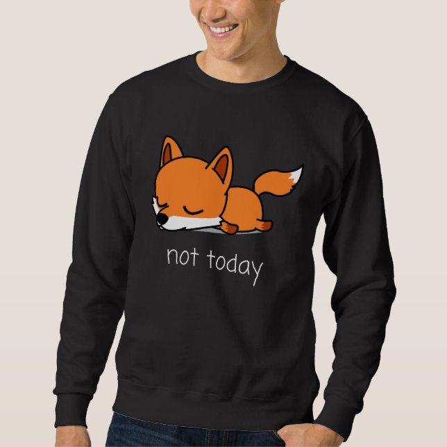 Fox Pencil Nicht heute Not Today Saying Lång Ärmad Tröja (Framsida)