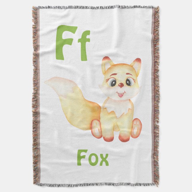 Fox personalize ABC: Brev F - lägg till ditt namn Filt (Framsidan Vertikal)