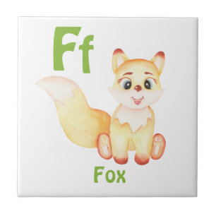 Fox personalize ABC: Brev F - lägg till ditt namn Kakelplatta