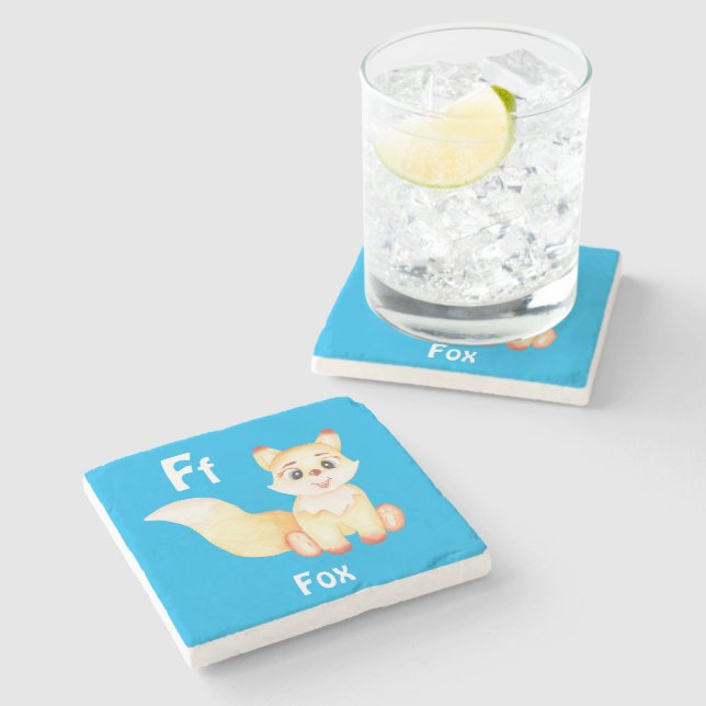 Fox personalize ABC: Brev F - lägg till ditt namn Stenunderlägg (Sidan)