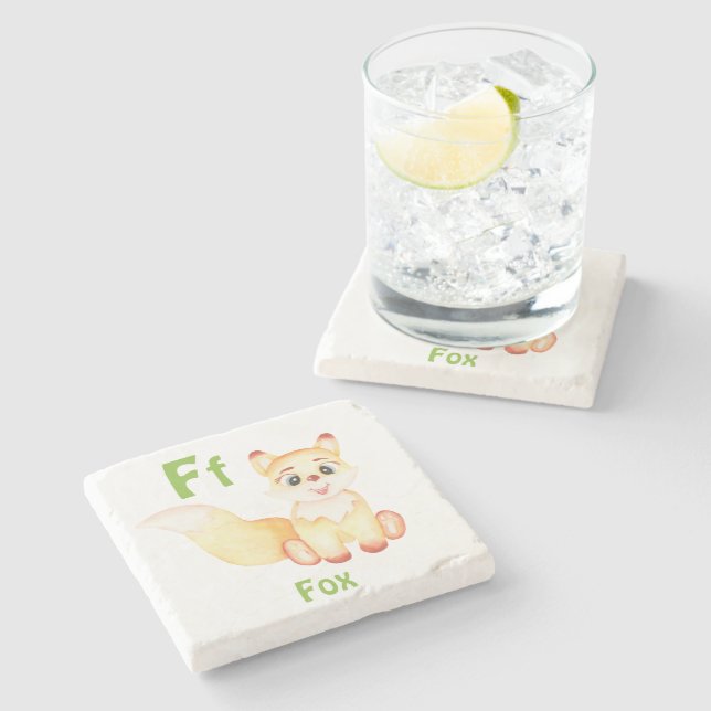 Fox personalize ABC: Brev F - lägg till ditt namn Stenunderlägg (Sidan)