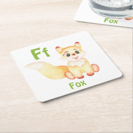 Fox personalize ABC: Brev F - lägg till ditt namn Underlägg Papper Kvadrat