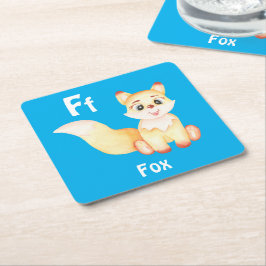 Fox personalize ABC: Brev F - lägg till ditt namn Underlägg Papper Kvadrat