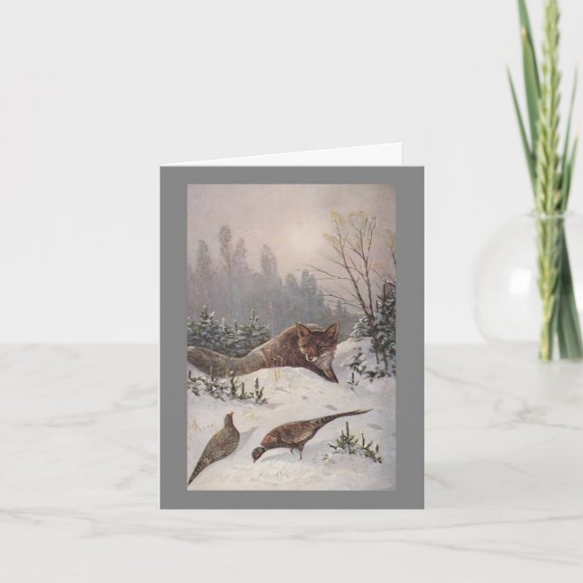 FOX & PHEASANS ~ MUTED WINTER DAY ~ NOTE CARD KORT (Framsida)