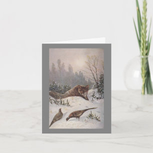 FOX & PHEASANS ~ MUTED WINTER DAY ~ NOTE CARD KORT