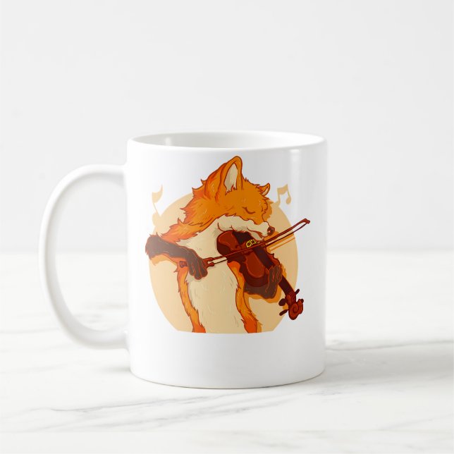 Fox Playing Violin Violinist Music Lover Kaffemugg (Vänster)