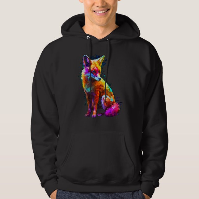 Fox Polygon Colourful  Animal  Animal Fox Hoodie (Framsida)
